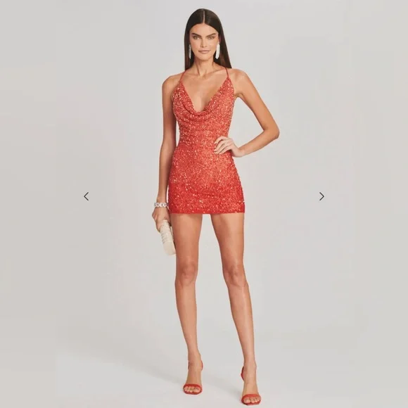 knee length dresses for ladies Alex Lace-Up Sequin Mini Dress main image 0